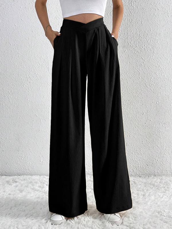 TEEK - Commuter Pleated Casual Wide Leg Pants PANTS TEEK K Black S 