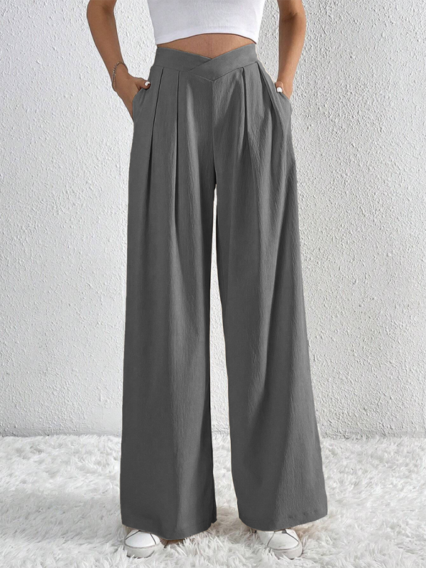 TEEK - Commuter Pleated Casual Wide Leg Pants PANTS TEEK K Grey S 