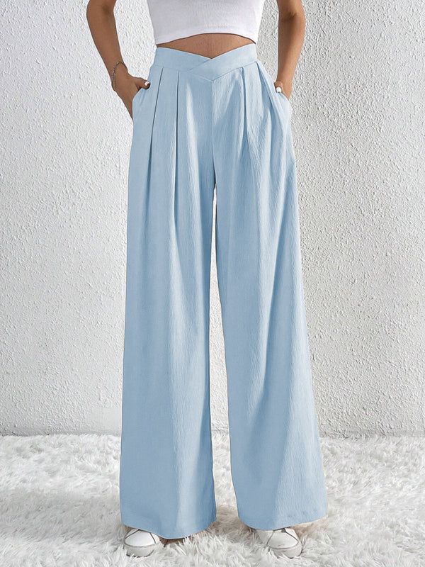 TEEK - Commuter Pleated Casual Wide Leg Pants PANTS TEEK K Clear Blue S 