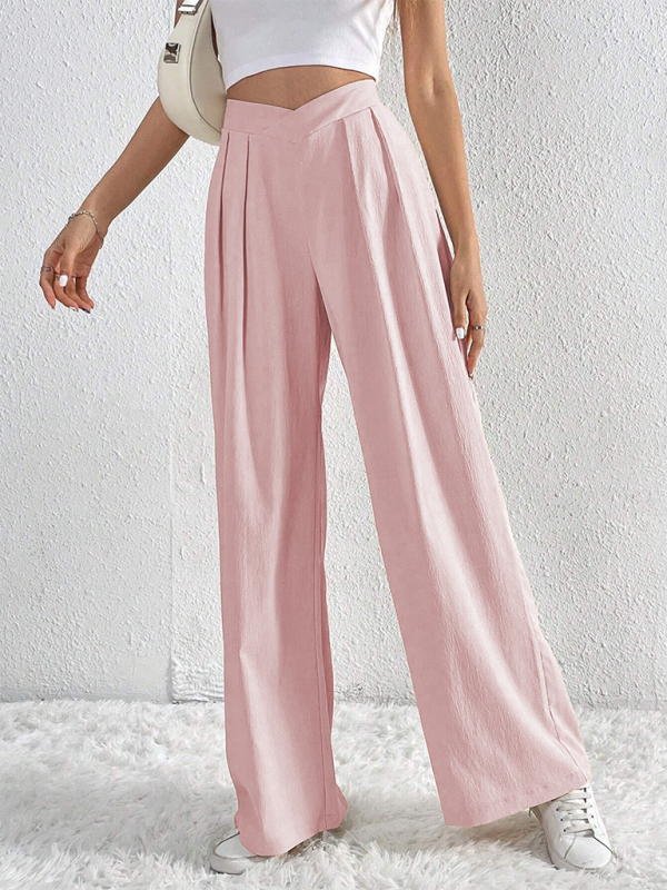 TEEK - Commuter Pleated Casual Wide Leg Pants PANTS TEEK K Pink S 