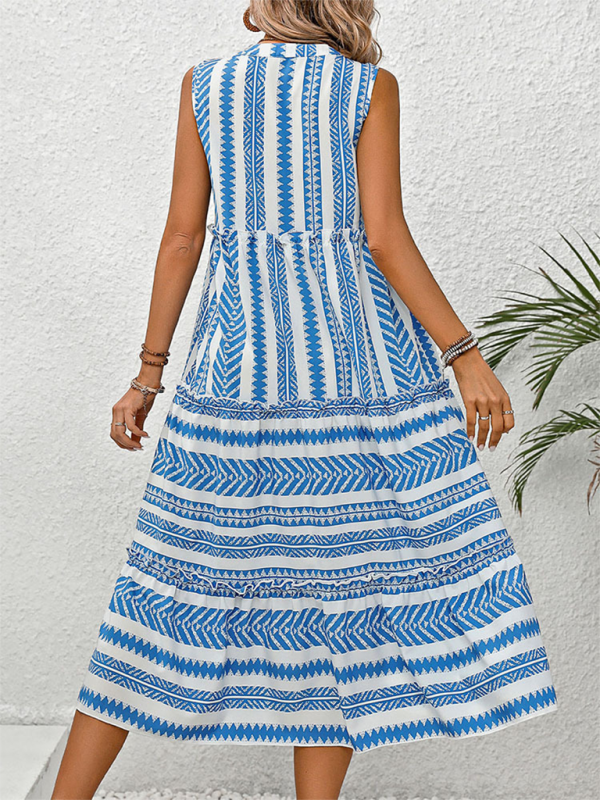 TEEK - Blue Bohemian Resort Sleeveless Dress DRESS TEEK K   