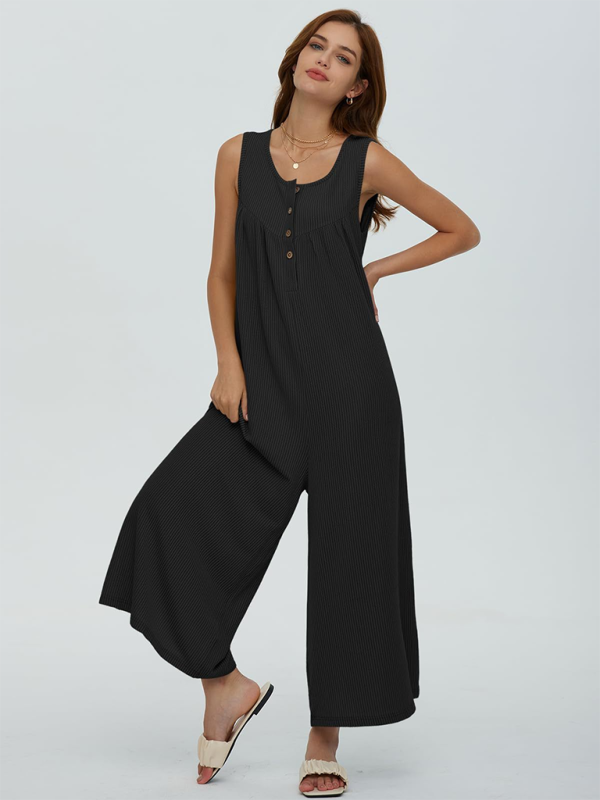 TEEK - Casual Pocketed Buttoned Jumpsuit JUMPSUIT TEEK K Black S 