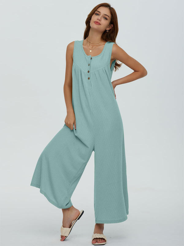 TEEK - Casual Pocketed Buttoned Jumpsuit JUMPSUIT TEEK K Green S 