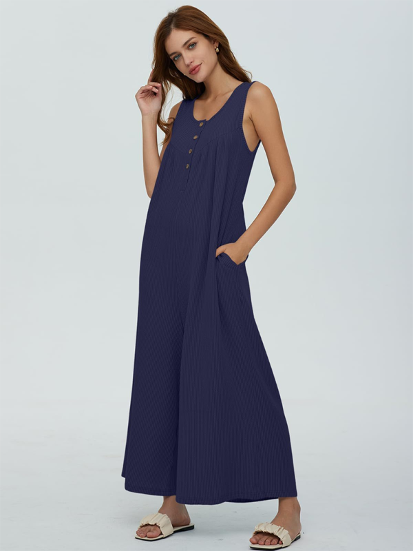 TEEK - Casual Pocketed Buttoned Jumpsuit JUMPSUIT TEEK K Champlain S 