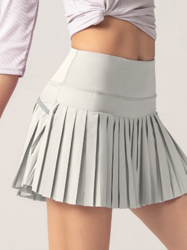 TEEK - Quick-Drying Pocketed Culotte Sports Shorts Tennis Pleated Skirt SKIRT TEEK K Grey XS 