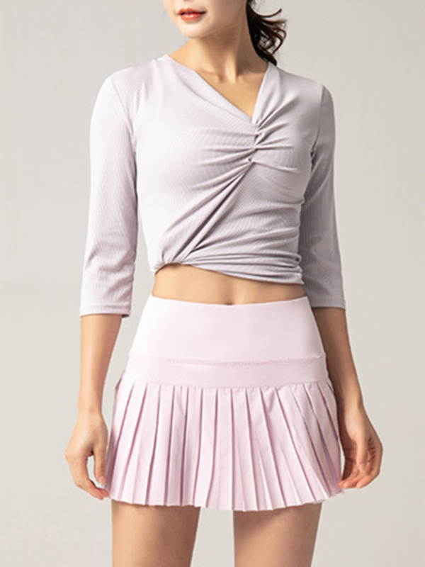 TEEK - Quick-Drying Pocketed Culotte Sports Shorts Tennis Pleated Skirt SKIRT TEEK K Pink XS 