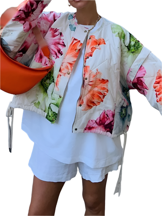 TEEK - Floral White Print Long Sleeve Jacket JACKET TEEK K S