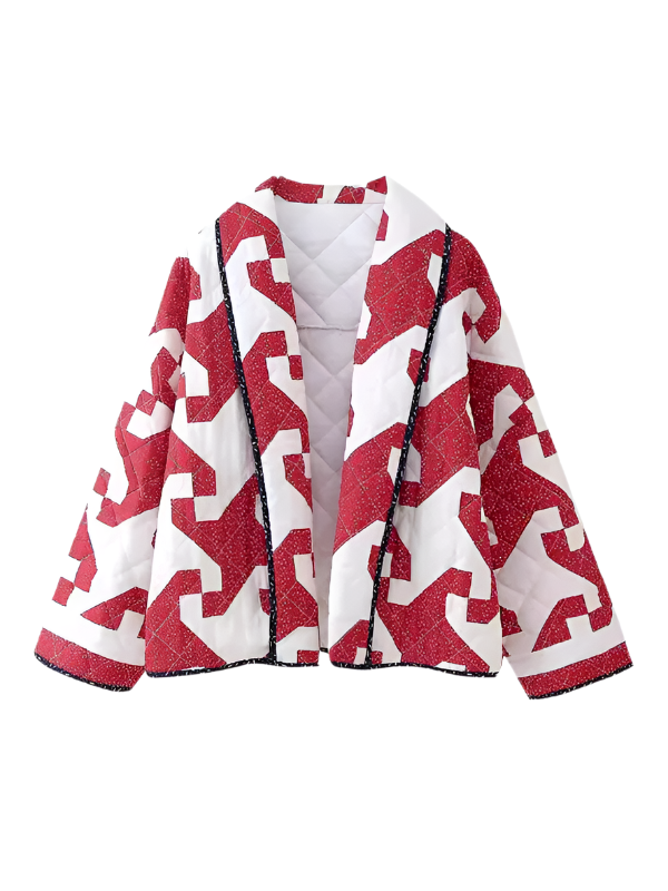 TEEK - Red Geometric Printed Cotton Jacket JACKET TEEK K   