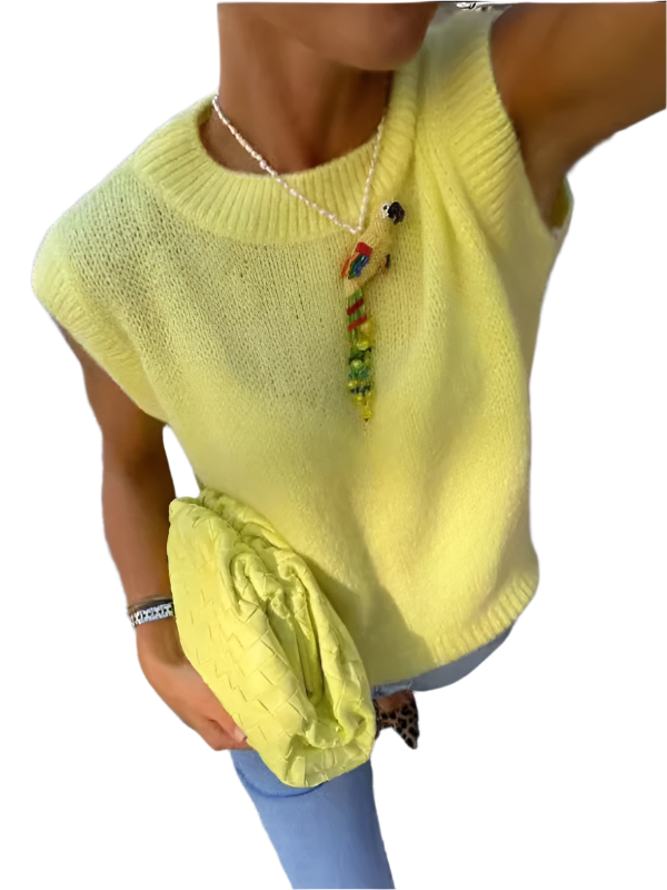 TEEK - Yellow Knit Sweater Vest SWEATER TEEK K Yellow S 