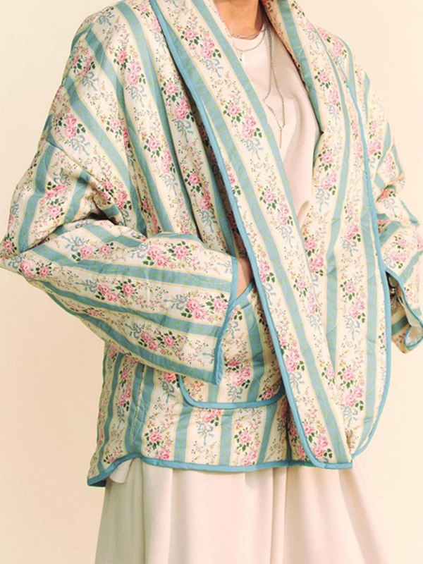 TEEK -  Striped Floral Quilt Jacket JACKET TEEK K   