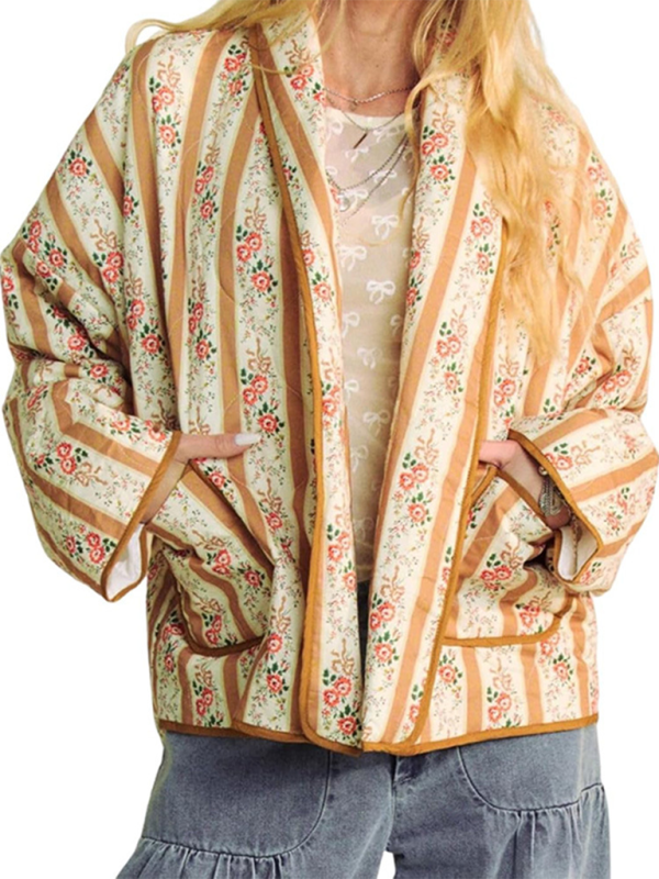 TEEK -  Striped Floral Quilt Jacket JACKET TEEK K   