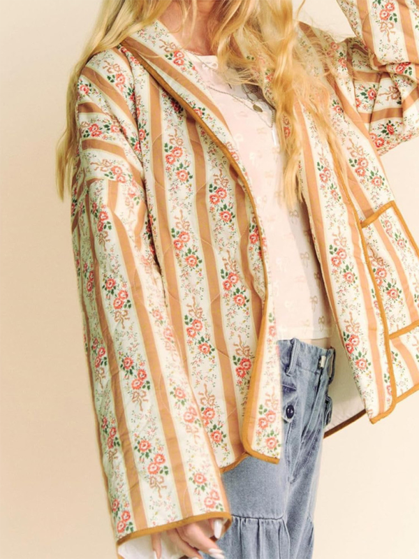 TEEK -  Striped Floral Quilt Jacket JACKET TEEK K   