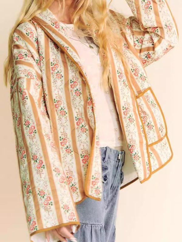 TEEK -  Striped Floral Quilt Jacket JACKET TEEK K   