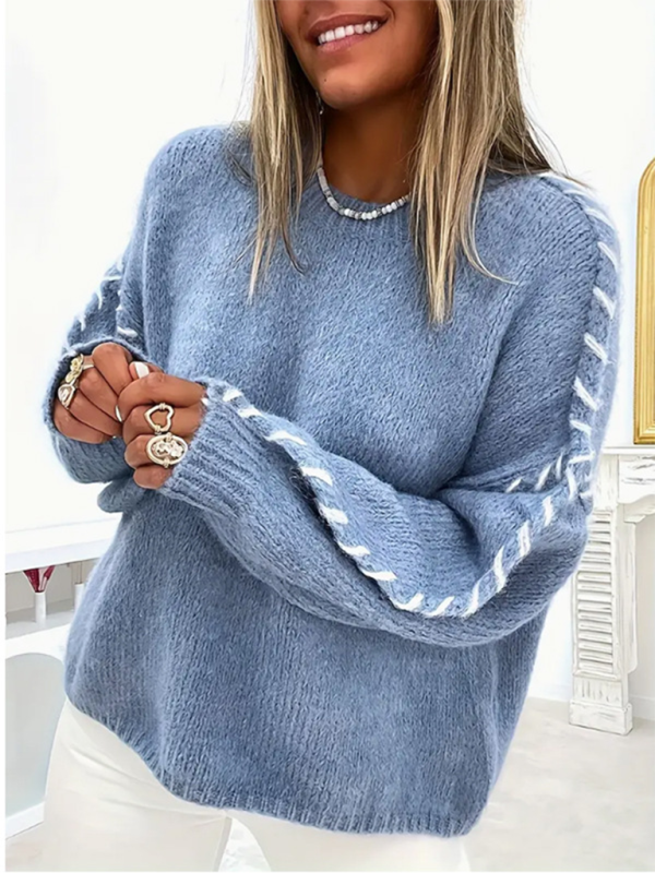 TEEK - Pullover Long Sleeve Drawstring Loose Knitted Sweater TOPS TEEK K