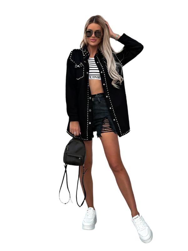 TEEK - Black Rivet Loose Denim Jacket JACKET TEEK K