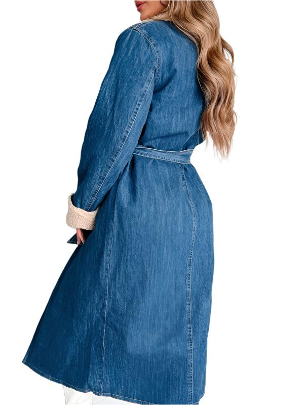 TEEK - Lambswool Lapel Quilted Lined Double Pocket Denim Coat COAT TEEK K