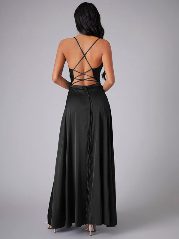 Women's sexy slim fit backless suspenders waist dress long dress  kakaclo   