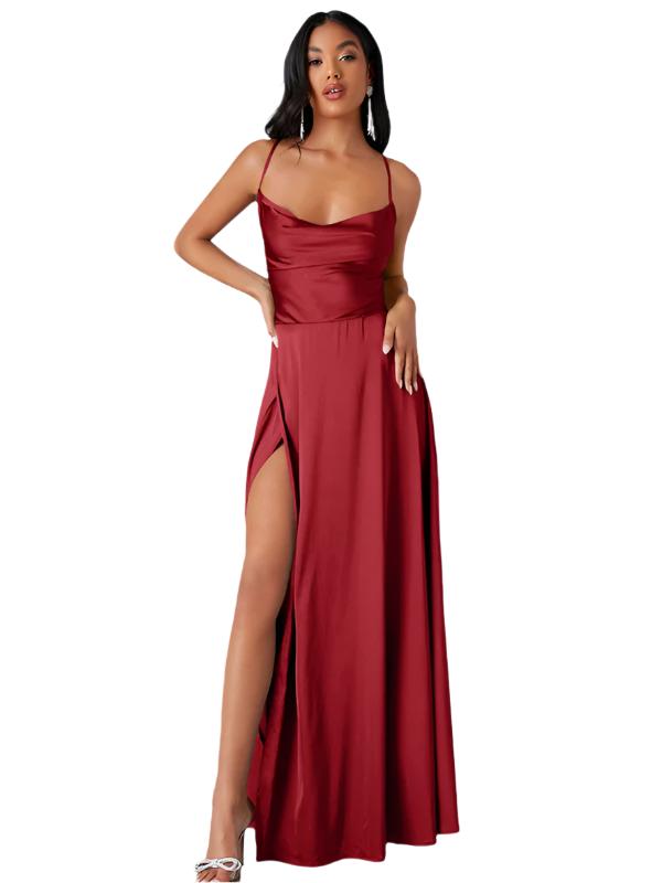 Women's sexy slim fit backless suspenders waist dress long dress  kakaclo Red S 