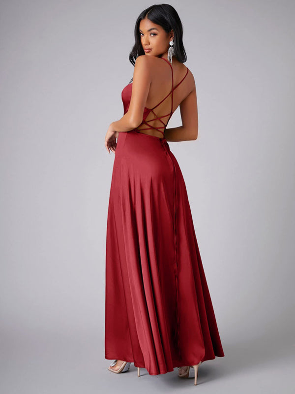 Women's sexy slim fit backless suspenders waist dress long dress  kakaclo   