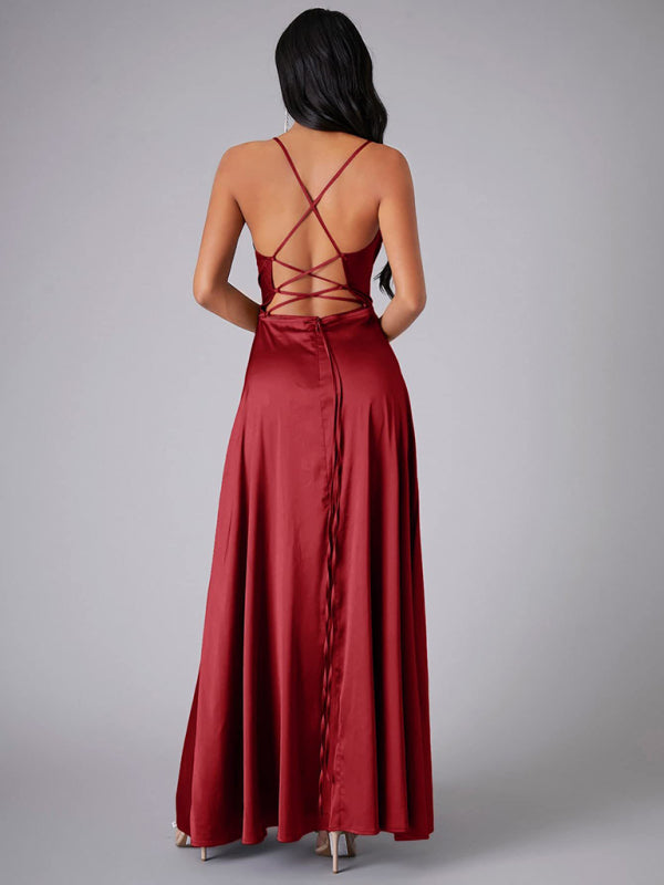 Women's sexy slim fit backless suspenders waist dress long dress  kakaclo   