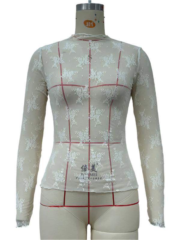 TEEK - Breathable Lace Mesh Multicolor Top TOPS TEEK K Cream S