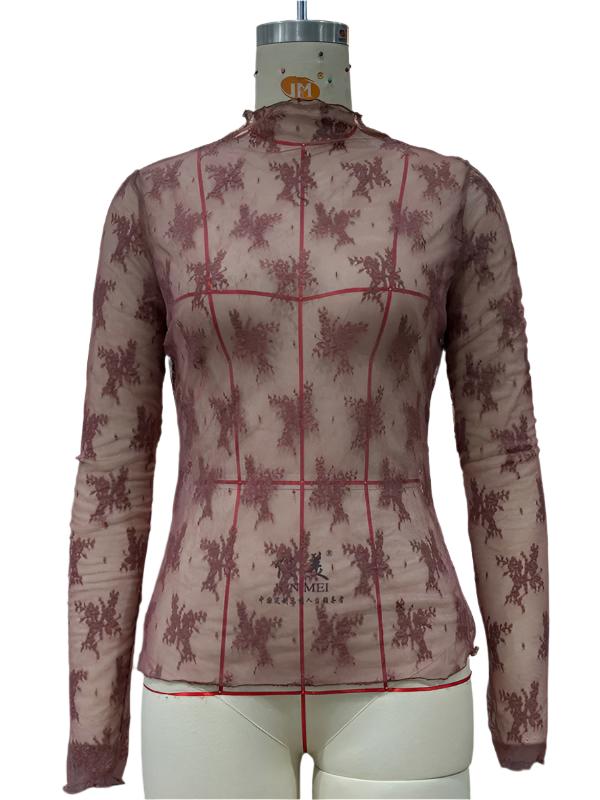 TEEK - Breathable Lace Mesh Multicolor Top TOPS TEEK K Brown S