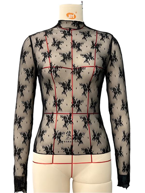 TEEK - Breathable Lace Mesh Multicolor Top TOPS TEEK K Black S