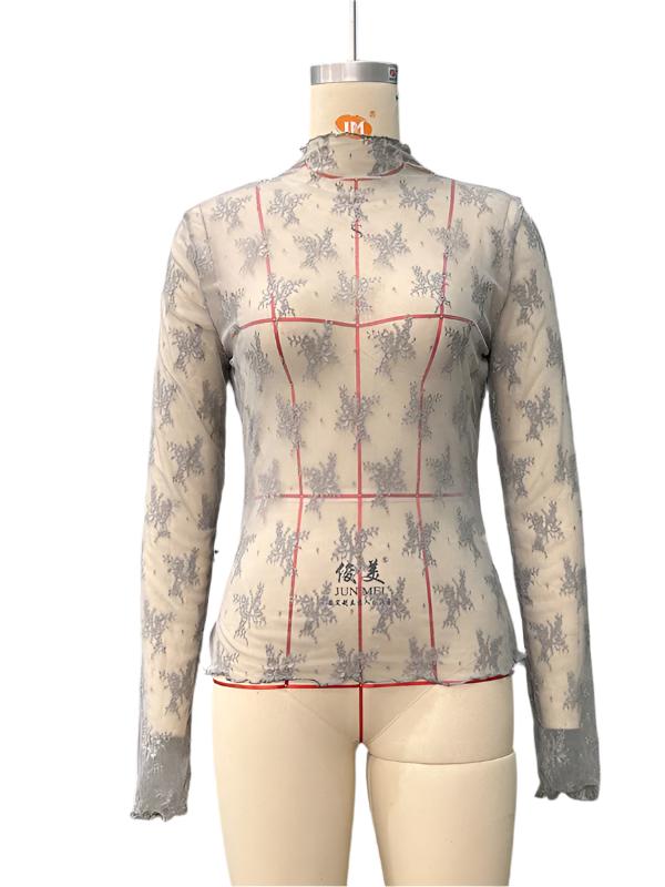 TEEK - Breathable Lace Mesh Multicolor Top TOPS TEEK K Grey S