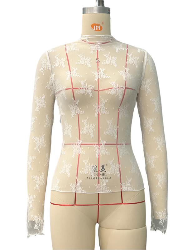 TEEK - Breathable Lace Mesh Multicolor Top TOPS TEEK K White S