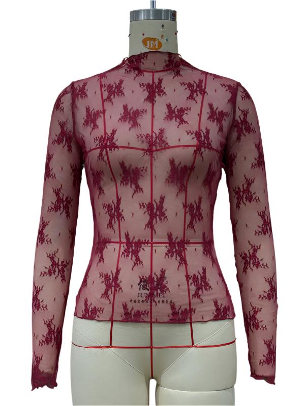 TEEK - Breathable Lace Mesh Multicolor Top TOPS TEEK K Wine Red S