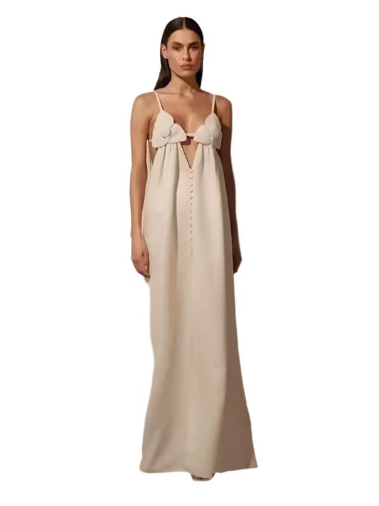 TEEK - Khaki V-neck Loose Sleeveless Holiday Dress DRESS TEEK K S