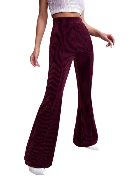 TEEK - High-Waisted Corduroy Flared Pants PANTS TEEK K Wine Red S