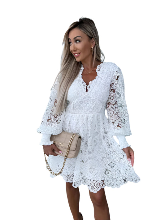 TEEK - V-Neck Lace Dainty Sleeves Dress DRESS TEEK K