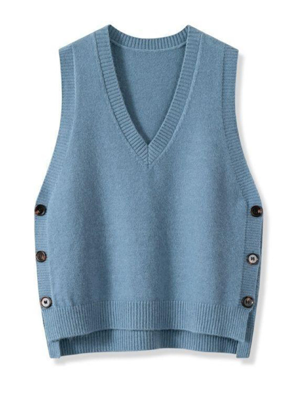 TEEK - V-Neck Solid Color Casual Sweater Vest VEST TEEK K