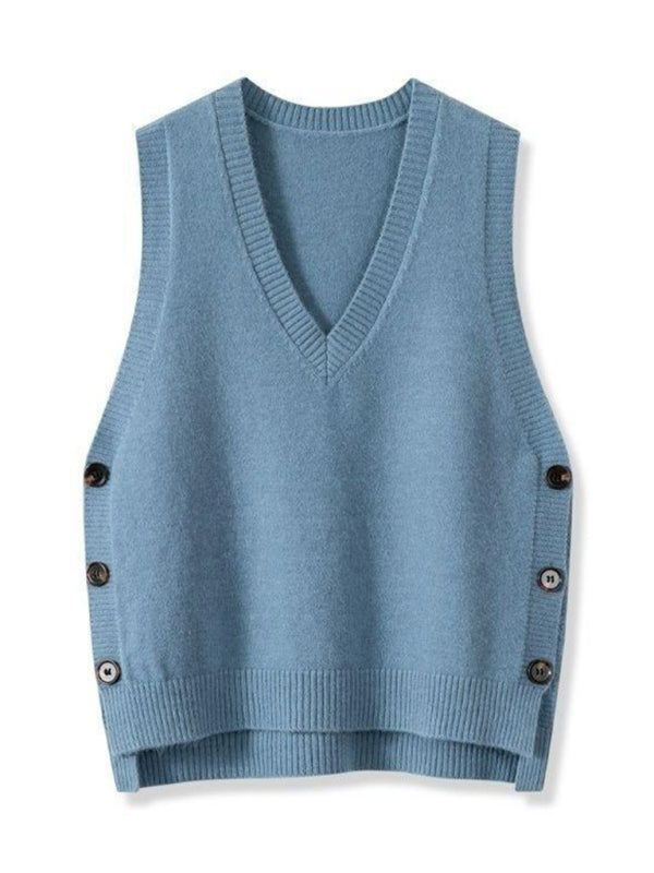TEEK - V-Neck Solid Color Casual Sweater Vest VEST TEEK K