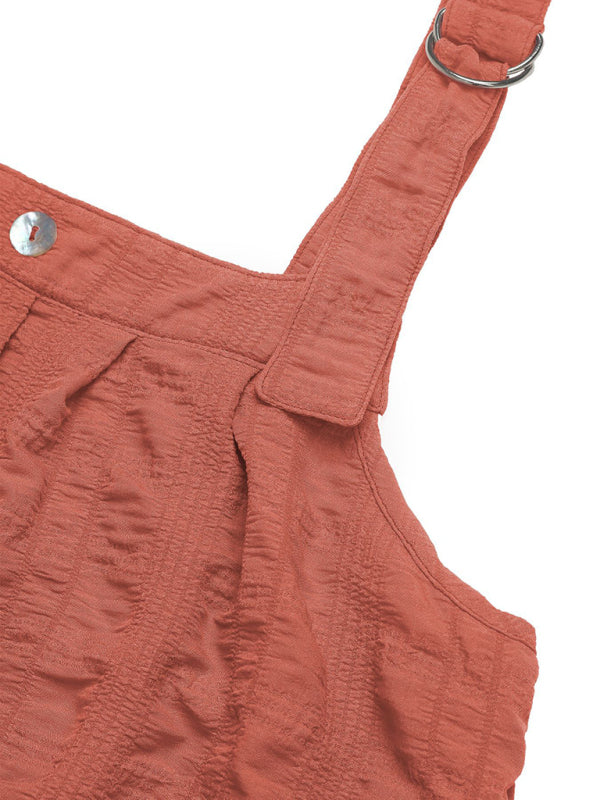 TEEK - Brick Red Tank Textured Pleated Dress DRESS TEEK K