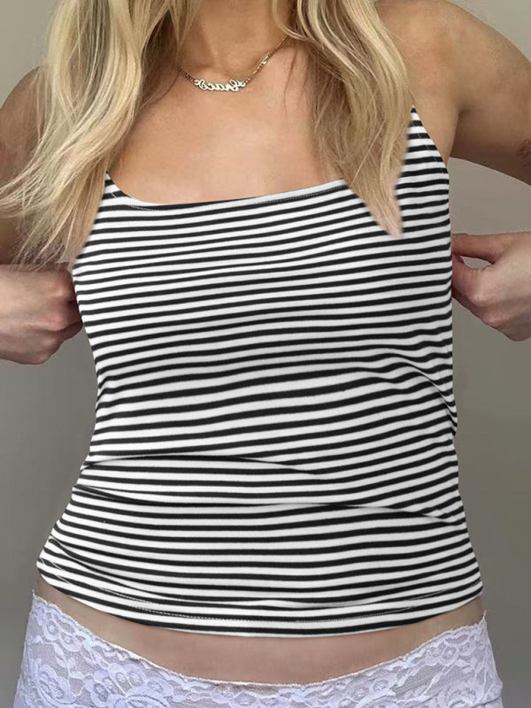 TEEK - Striped Contrast Color Tank TOPS TEEK K