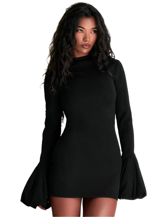 TEEK - Black Long Sleeve Bottom Bell Sleeve Dress DRESS TEEK K S
