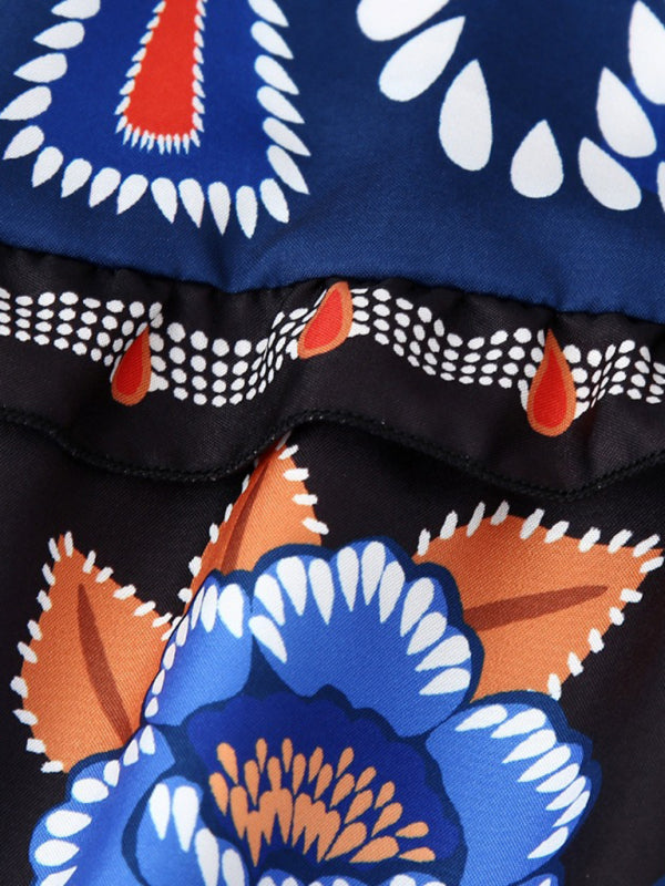 TEEK - Floral Multicolor Blue Printed Long Sleeve Dress DRESS TEEK K