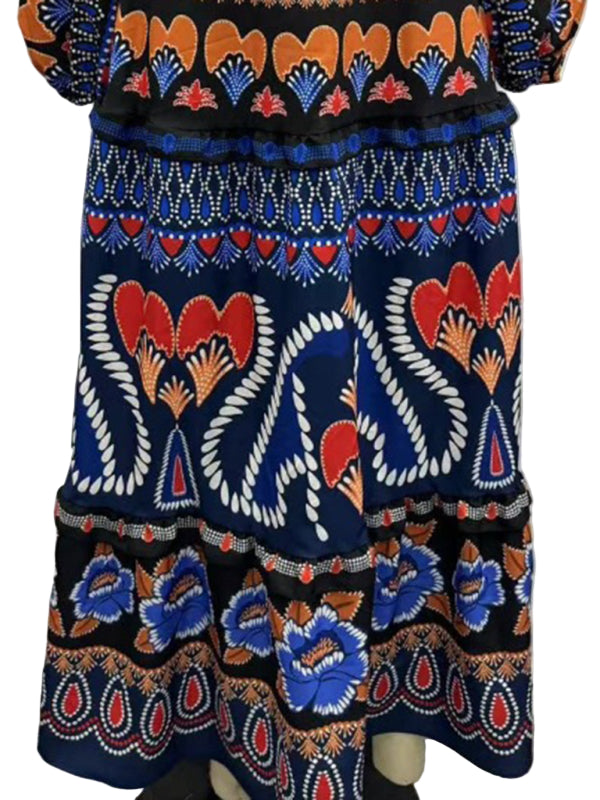 TEEK - Floral Multicolor Blue Printed Long Sleeve Dress DRESS TEEK K