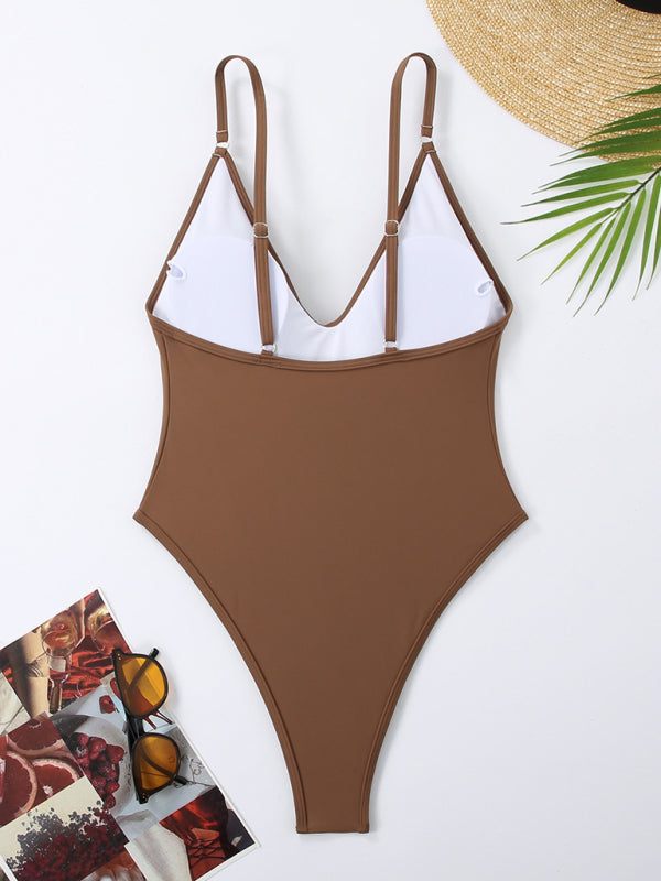 TEEK - Simple Low Dip One-Piece Swimsuit SWIMWEAR TEEK K