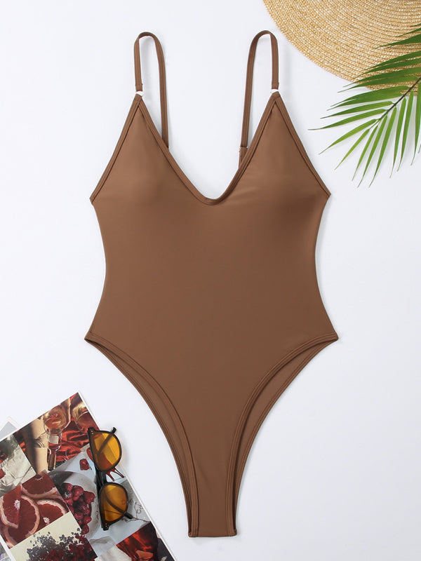 TEEK - Simple Low Dip One-Piece Swimsuit SWIMWEAR TEEK K