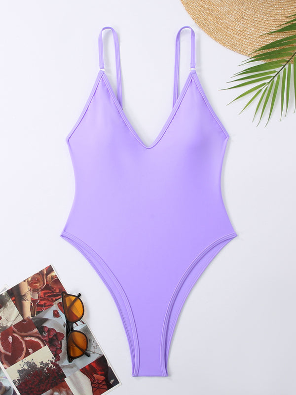 TEEK - Simple Low Dip One-Piece Swimsuit SWIMWEAR TEEK K