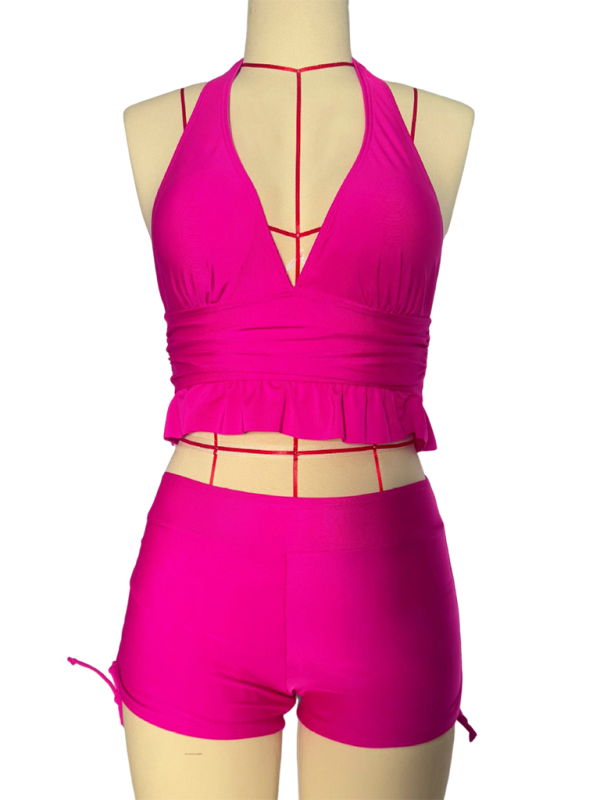 TEEK - Halter Ruched Shorts Bikini SWIMWEAR TEEK K