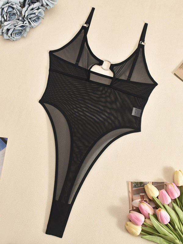 TEEK - Mesh Chest Iron Ring Jumpsuit Lingerie LINGERIE TEEK K