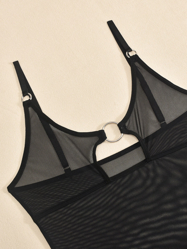 TEEK - Mesh Chest Iron Ring Jumpsuit Lingerie LINGERIE TEEK K