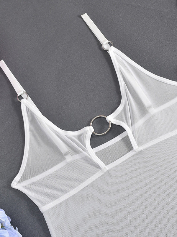 TEEK - Mesh Chest Iron Ring Jumpsuit Lingerie LINGERIE TEEK K