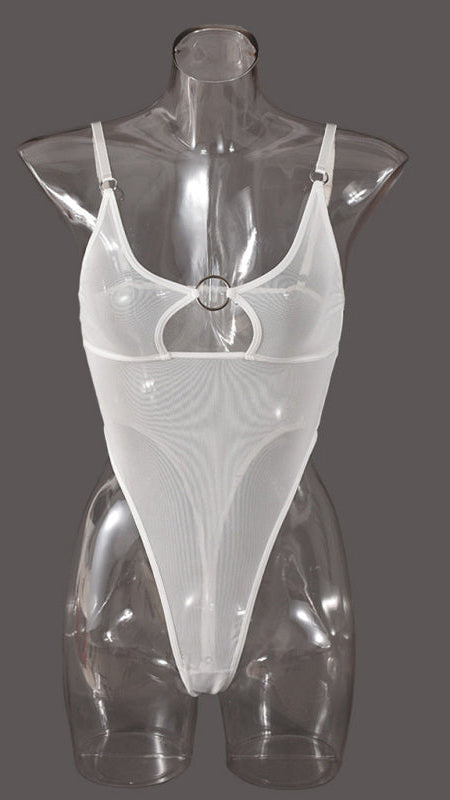 TEEK - Mesh Chest Iron Ring Jumpsuit Lingerie LINGERIE TEEK K White S