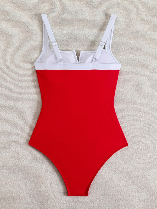 TEEK - Contrast Color One-Piece Swimsuit SWIMWEAR TEEK K