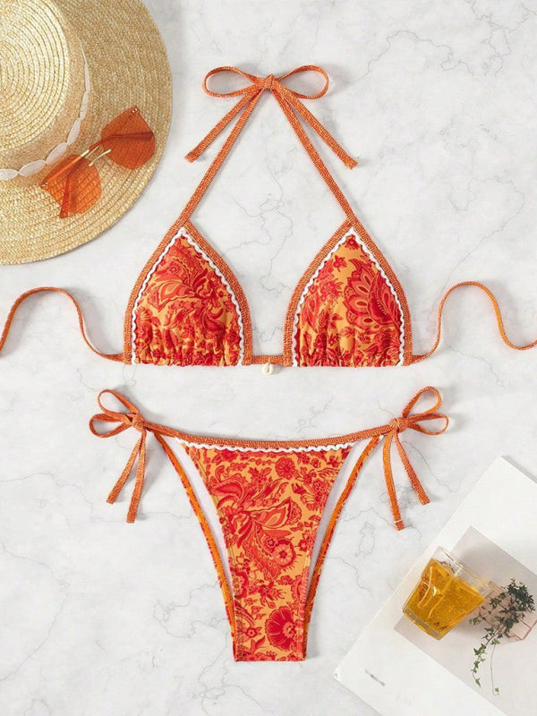 TEEK - Multicolor Floral Print Bikini SWIMWEAR TEEK K Orange S